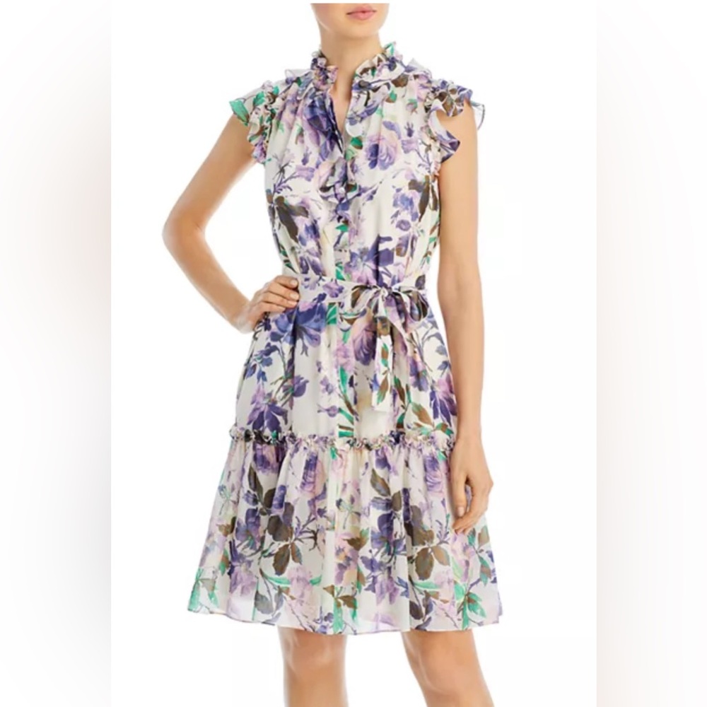 Kobi Halperin Floral Purple and Green Women's Dress